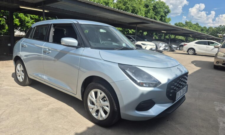 Silver 2025 Suzuki Swift, front three-quarter view